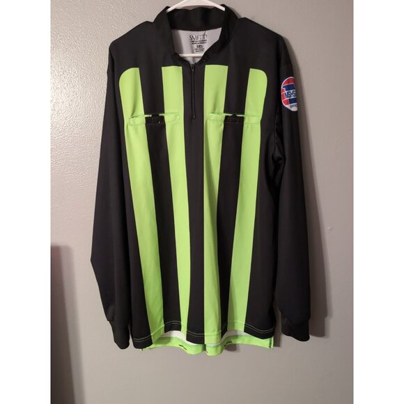 Smitty MSHSAA Official Referee Shirt 2XL Long Sleeve Black & Neon Green Striped - Picture 2 of 7